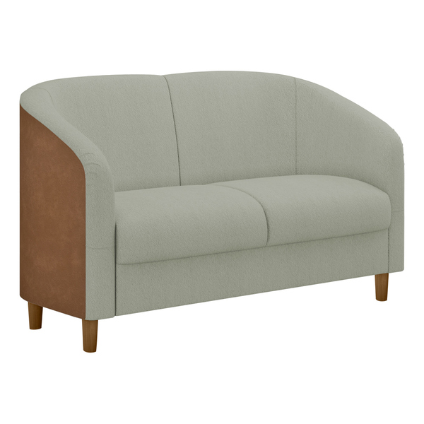 Sofá 2 Lugares 120cm Dolar Pu Caramelo | Bouclé Suave Fendi -